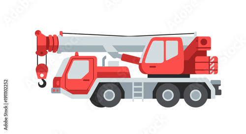 Heavy Duty Mobile Crane Truck Industrial Construction Vehicle Illustration