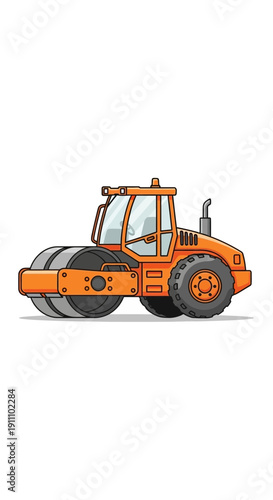 Heavy Duty Orange Road Roller Compacts Earth For Construction Projects