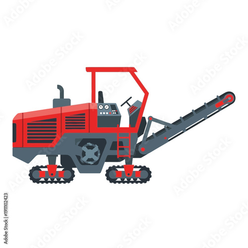 Heavy Duty Road Milling Machine Construction Equipment Illustration