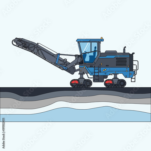 Heavy Duty Road Milling Machine Excavating Layered Ground Surface