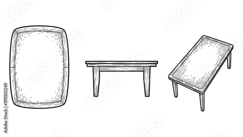 Wooden Bench And Tray Sketches