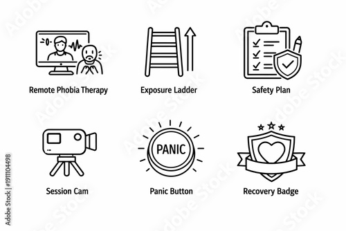 Icons for remote phobia therapy tools and techniques
