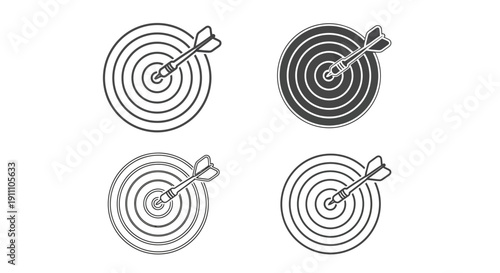 Four graphic representations of target goal achievement.
