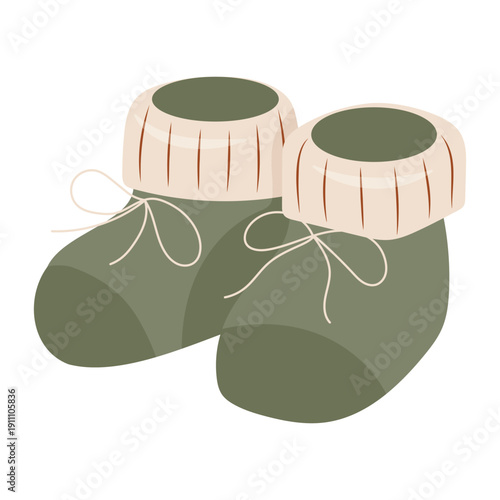 Pair of baby booties with fur cuffs