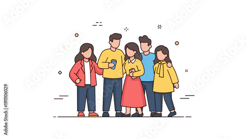 Group of young adults enjoying gathering together in casual attire