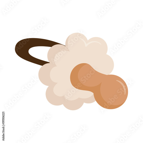 Infant pacifier with soft shield in flat cartoon style isolated on light background. Suitable for baby care themes, nursery graphics, and children products.