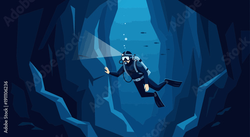 Exploring Underwater Caves And Deep Sea Exploration With A Diver