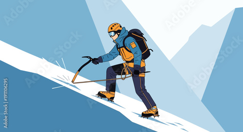 Extreme Mountain Ascent With Ice Axe and Crampons