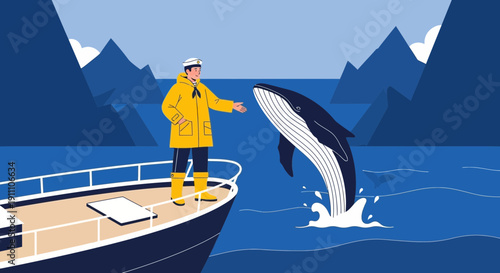 Fisherman Encounters Majestic Whale During Ocean Voyage