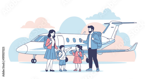 Family Vacation Adventure Boarding Private Jet For Exciting Travel