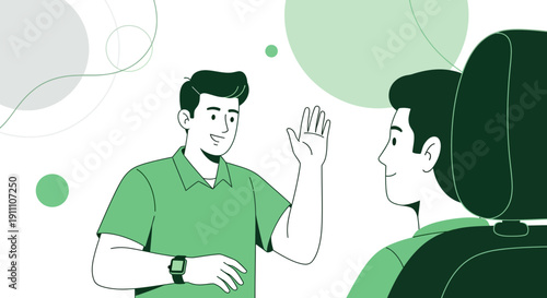 Friendly Greeting Between Two Men Minimalist Illustration Design