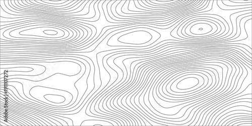 Abstract black and white topographic map texture with flowing contour elevation lines, minimalist terrain relief pattern in gray on white or transparent background for geography and graphic design. 