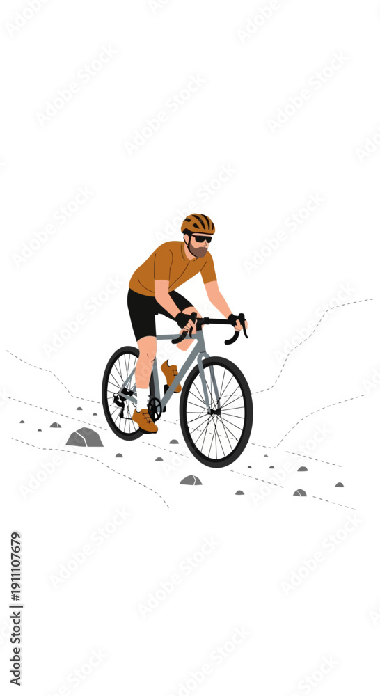 Fototapeta premium Gravel Cyclist Navigating Rocky Terrain With Determination