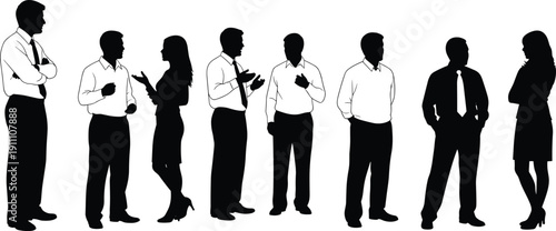 Business silhouettes group, corporate people illustration, teamwork concept artwork, professional communication design, office collaboration vector, workplace dynamics graphic, leadership figures