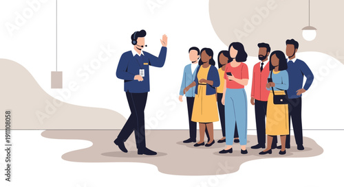 Guided Tour Experience Featuring Diverse Group Of Visitors And A Tour Guide