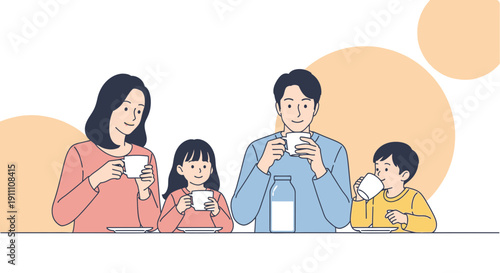 Happy Family Enjoying A Wholesome Beverage Together During A Relaxing Moment