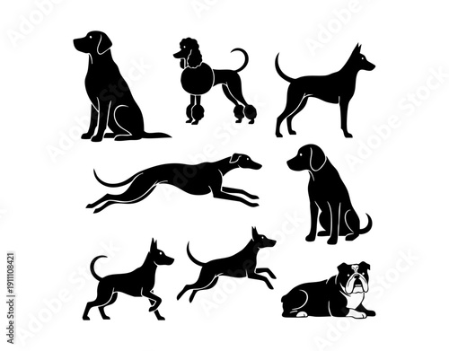 Minimalist Puppy and Pet breeds Icon Set