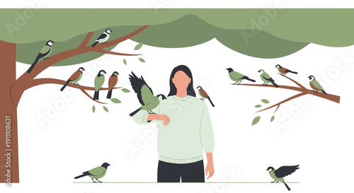 Harmonious Encounter With Avian Friends Amidst Nature's Canopy