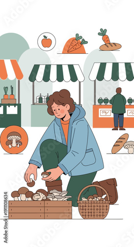 Harvest Bounty Fresh Produce At Outdoor Market Stall