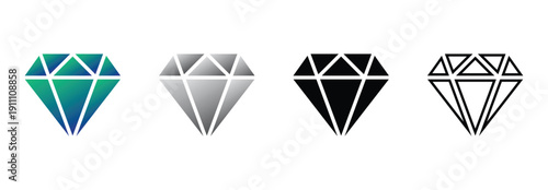 Luxury Diamond Icon - Modern Vector Illustration of a Brilliant Gemstone for Jewelry Branding, Minimalist Diamond Line Icon - Editable Stroke Vector of Precious Gemstone for Modern Logo Design