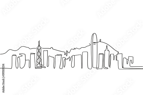 San francisco skyline depicted as a continuous line drawing illustration