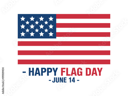 A graphic illustration of the American flag with Happy Flag Day text on a white background