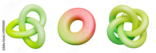 abstract 3d torus rings collection on transparent background abstract 3d shapes png