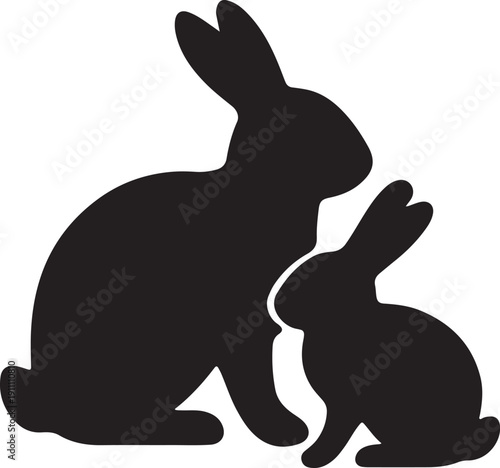 Playful cartoon rabbit illustration, with ears up and ready to hop, isolated on a clean white background