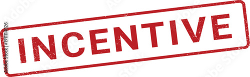 Red distressed rubber stamp with the word INCENTIVE in bold red letters on a white