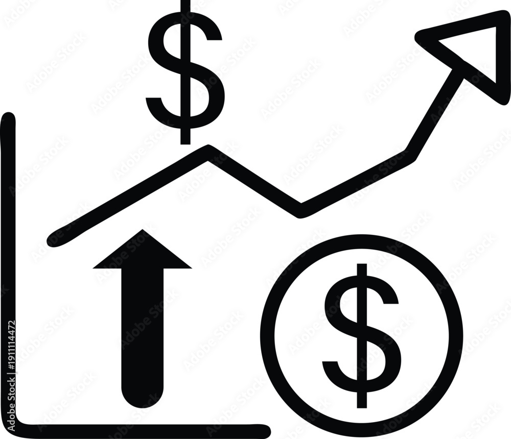 Obraz premium money and profit outline icon collection featuring