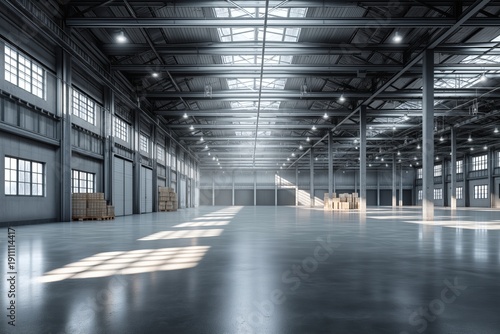 Vast Empty Warehouse: Industrial Space Ready for Storage and Operations