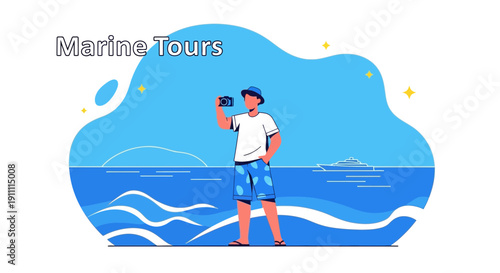 Man Captures Scenic Ocean View During Marine Excursion