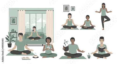 A serene moment of meditation evokes calmness and focus, perfect for wellness content.