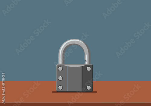 A heavy-duty metal lock secured on a wooden surface. Crimson Secure branding highlights robust security. Clean, modern illustration.