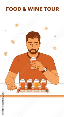Man Tasting Craft Beers During A Food And Wine Tour Experience