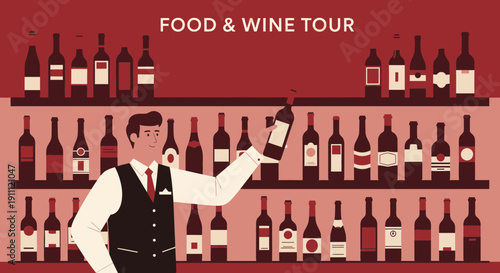 Man Showcasing Wine Selection Aboard A Food and Wine Tour Adventure