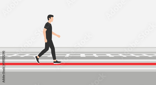 Man Walking On A Stylized Pedestrian Crossing