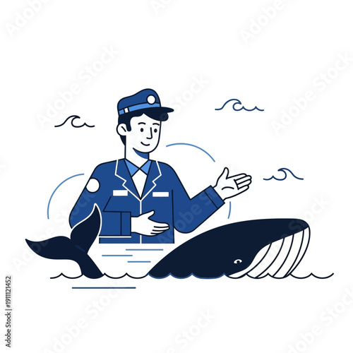 Marine Biologist Guiding Whale Watching Excursion Across Ocean Waves