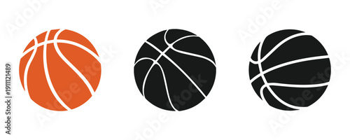 basketball ball isolated on white background vectors set.