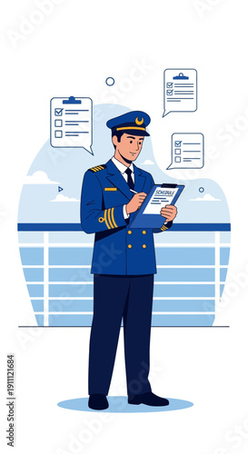 Maritime Officer Conducting Inspection At Sea With Detailed Checklists In Hand