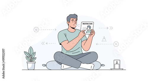 Mindful Breathing Practice Guidance In Calm Setting