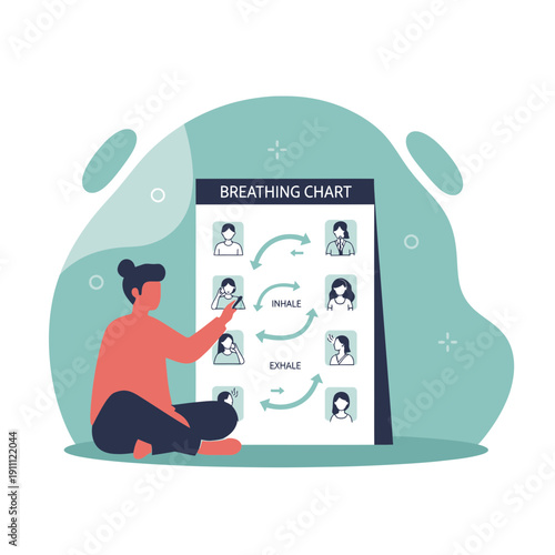 Mindfulness Breathing Technique Guide Woman Demonstrating Relaxation Exercise