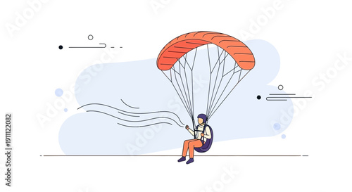 Minimalist Graphic of Person Paragliding on a Bright Day