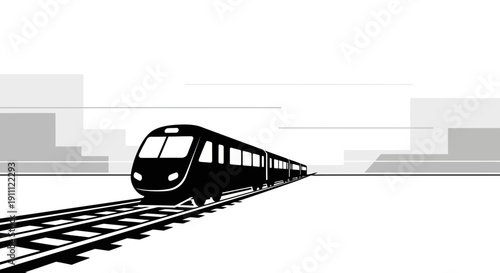 Modern High Speed Train Silhouetted Against a Cityscape Backdrop