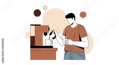 Modern Lifestyle Morning Coffee Ritual With Automatic Brewer