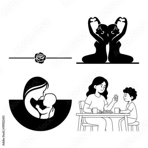 Dia de la Madre bundle with rose border Spanish text and mother child activities cooking study