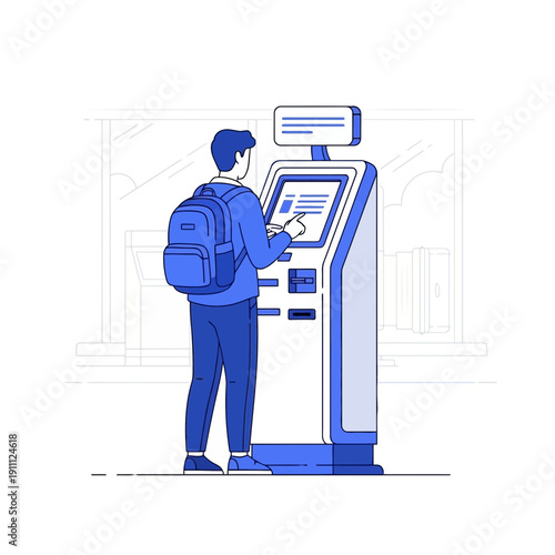 Modern Self Service Kiosk Interaction With Digital Display Screen Technology