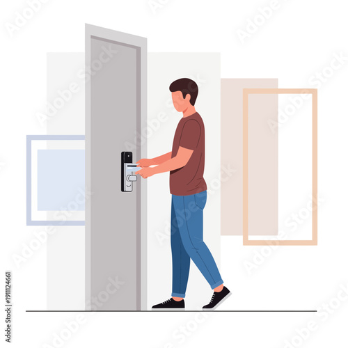 Modern Smart Lock Entry Security With Digital Access Technology