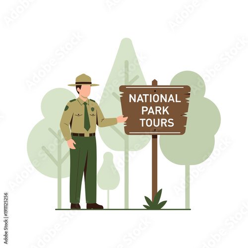 National Park Ranger Welcomes Visitors To Guided Tours In Scenic Natural Environment