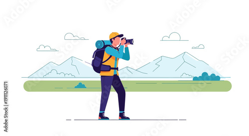 Outdoorsman Capturing Scenic Mountain Vistas